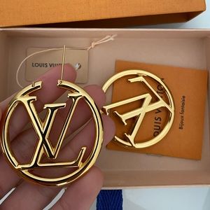 LOUIS VUITTON Logo Hoop Large Earrings